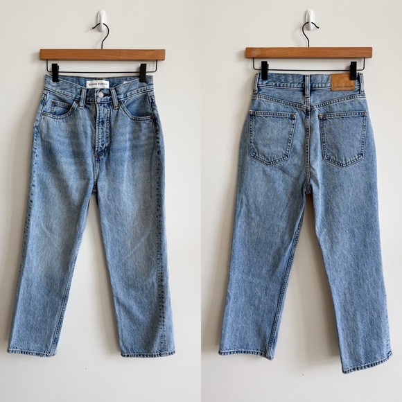 DENIM FORUM • Pin-Up Super High Rise Straight in 7 Yr Picture This Bleu - Picture 3 of 10